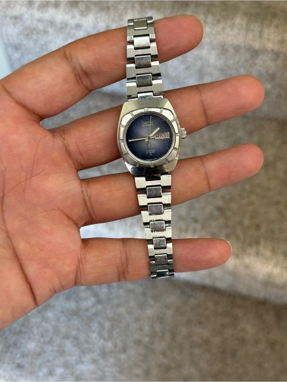 Seiko vintage automatic Blue Dial Day-Date Watch Womens rare find